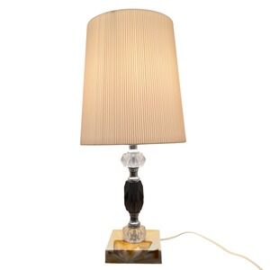Leviton Vintage Table Lamp Faux Marble‎ Base Pleated Shade MCM Regency OS